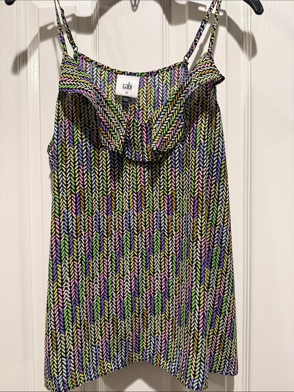 Cabi Multicolor Knit-Print Spaghetti Strap Tank